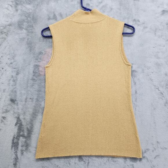 Vintage Classic Elements Sweater Womens S Gold Metallic Mock Neck Sleeveless - Picture 2 of 8